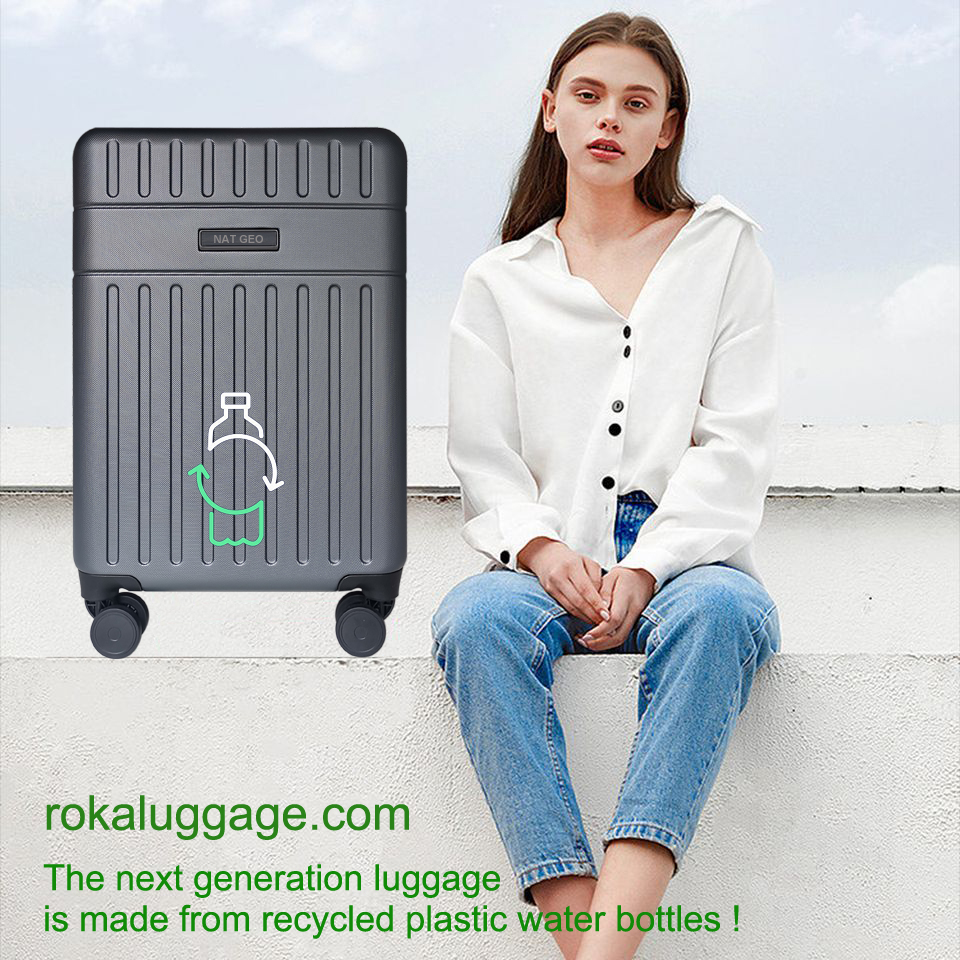 rpet hardcase,recycled pet hardcase,recycled plastic water bottles luggage,rpet suitcase,rpet spinner luggage