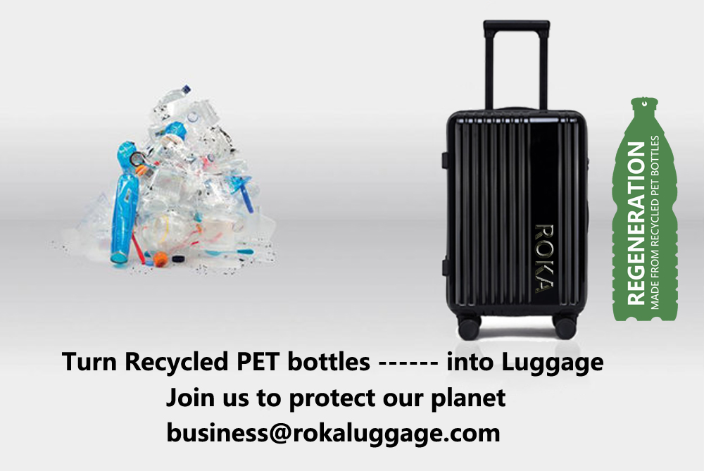Roka luggage turn recycled plastic bottles into rPET luggage