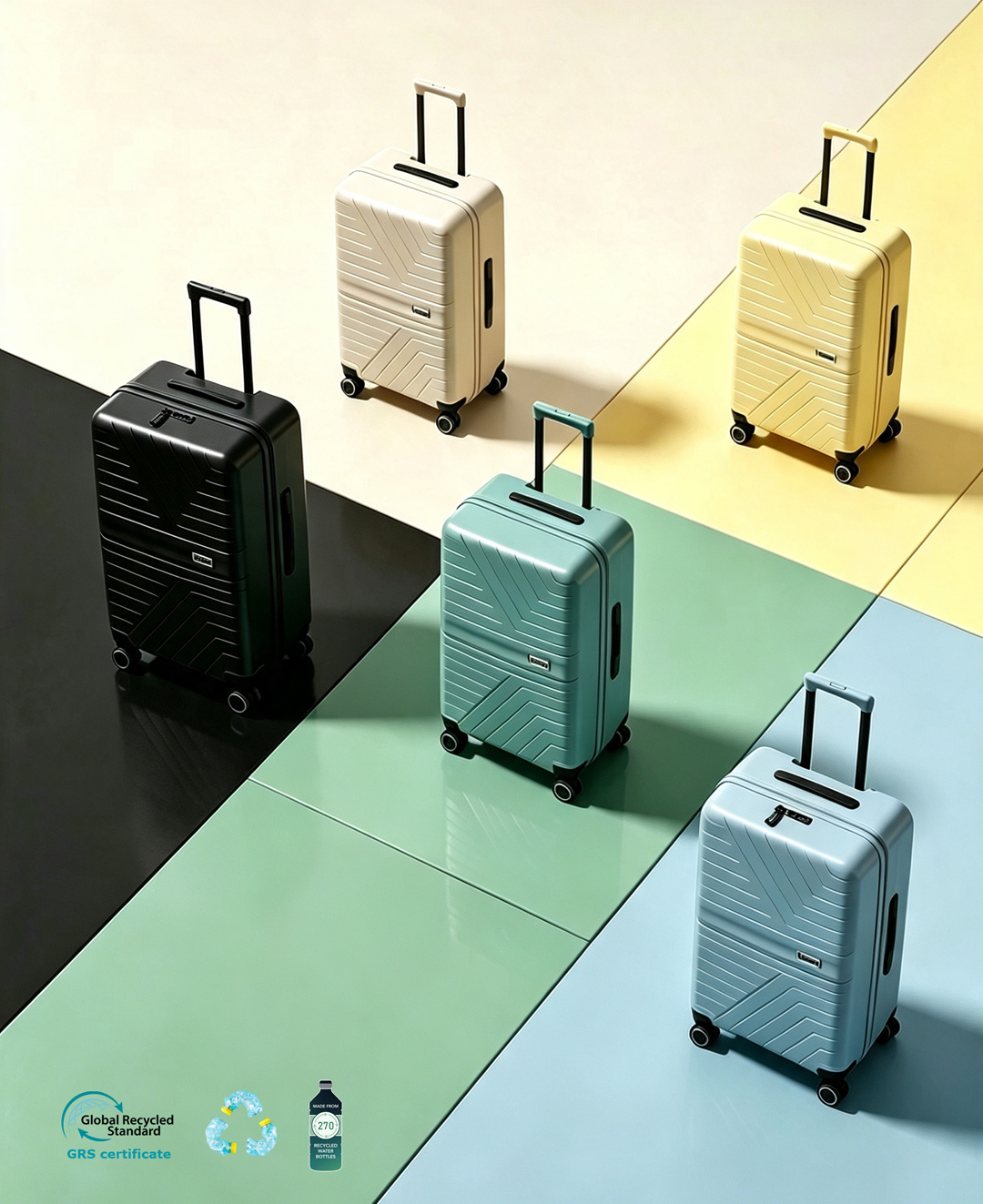 Sustainable hardside RPET luggage,Eco-friendly RPET luggage,RPET luggage